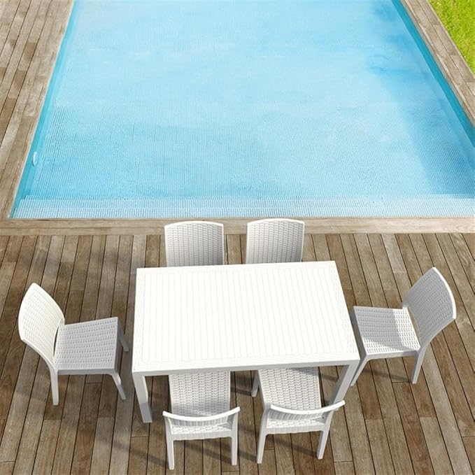 Compamia Orlando 7 Piece Wickerlook Patio Dining Set in Brown, Commercial Grade