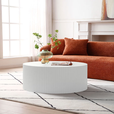 White Round Drum Coffee Table Modern Large Round Coffee Table Wood Side