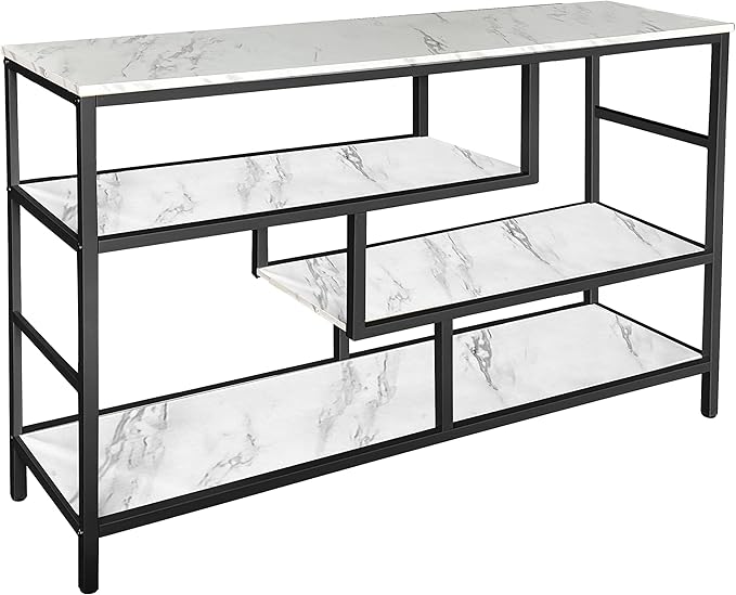 Console Table 4-Tier Storage Shelves Entryway Table Hallway