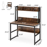 Computer Desk with Hutch, Wooden Small 42-inch Desk, Industrial Simple Office Desk with Storage Space for Home Office