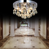 Modern Round Crystal Chandelier Ceiling Light,3 Light Crystal Flush Mount Small