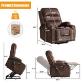 Lift Recliner Chair - Lift Recliner Chairs for Elderly - Lift Chair with Massage and Heat - Electric Power Lift Recliner with USB Port, 2 Cup Holders, 4 Pockets for Living Room, Velete