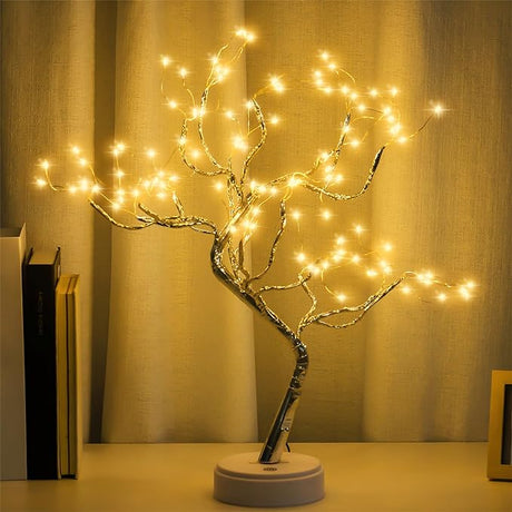 108 LED Sparkly Fairy Tree Lamp, Warm White, Remote Control, USB/Battery, 8 Modes,