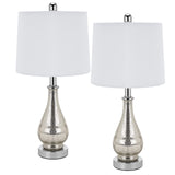 Glass Table Lamps Set of 2, Modern 23.5” High Silver Mercury Glass