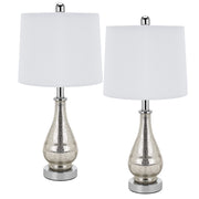 Glass Table Lamps Set of 2, Modern 23.5” High Silver Mercury Glass