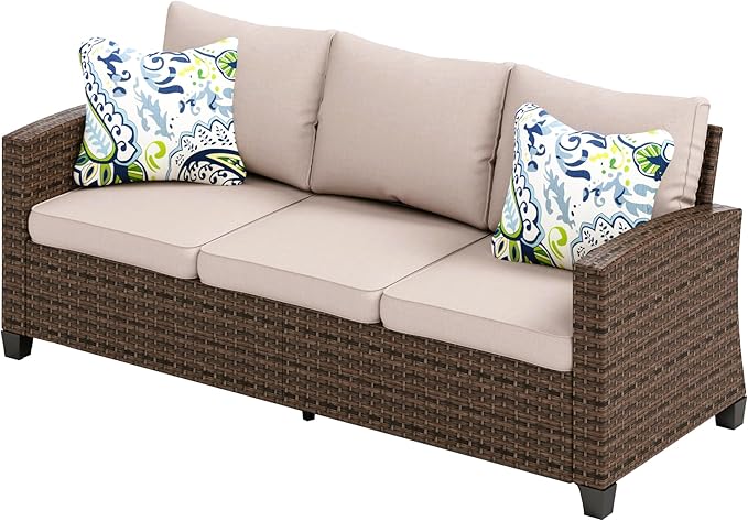 Loveseat Patio Sofa，Outdoor 2-seat Wicker Rattan Patio Sofa
