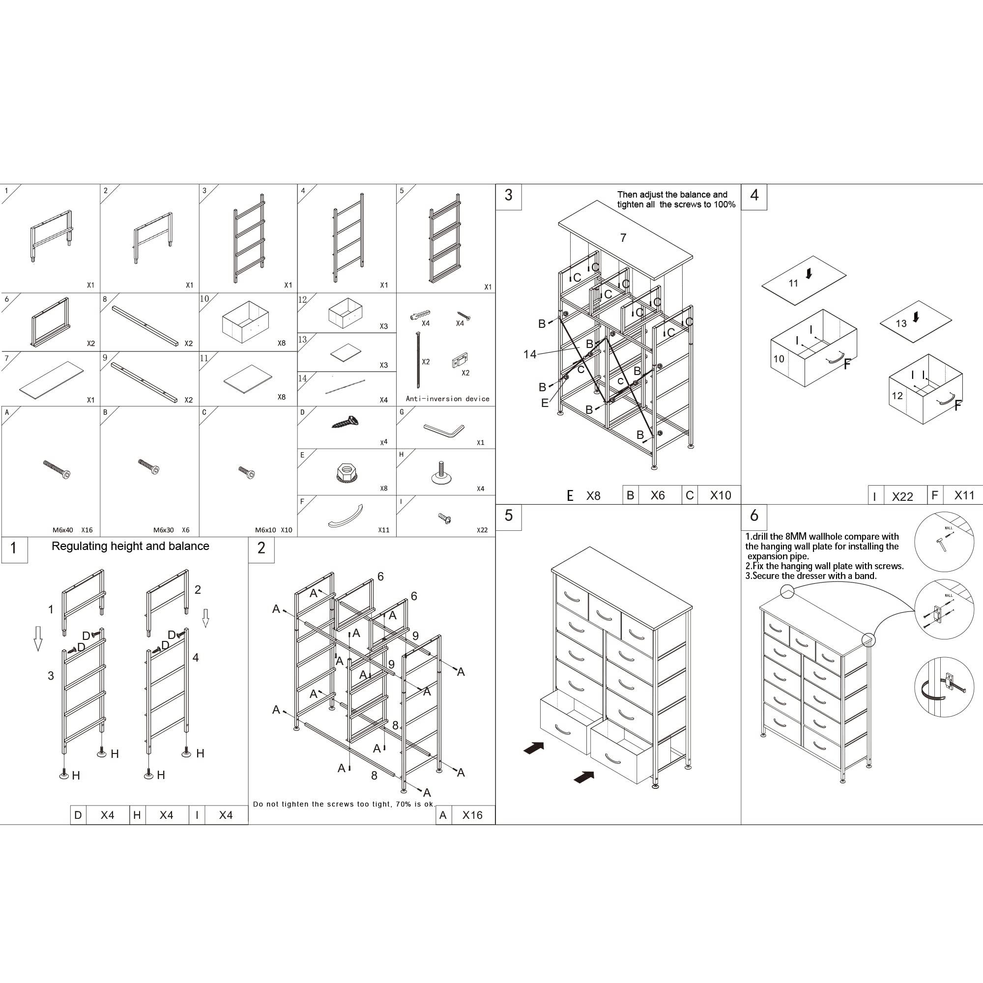 11-Drawer Dresser, Fabric Storage Tower for Bedroom, Living Room