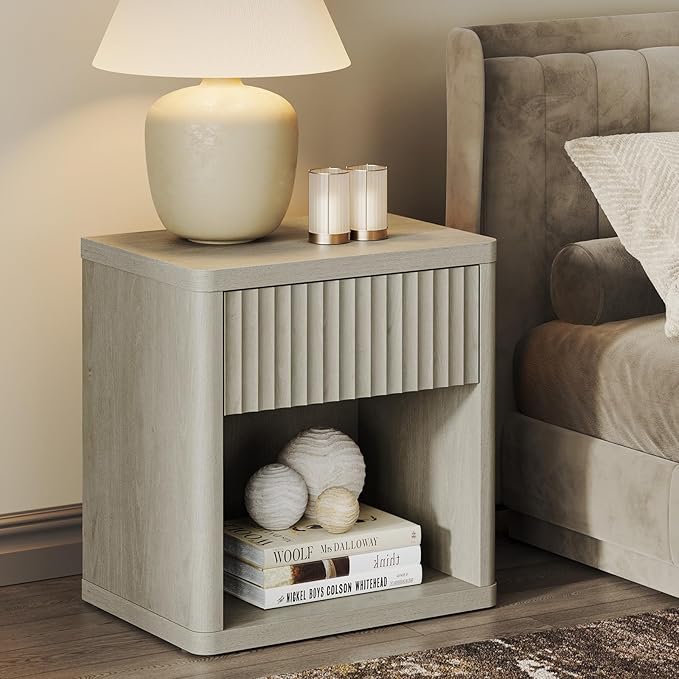 Stand Set of 2 Nightstands with Drawer Storage Bed Side Table