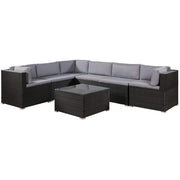 7 Pieces Outdoor Patio Furniture Set, PE Rattan Wicker Sofa Set