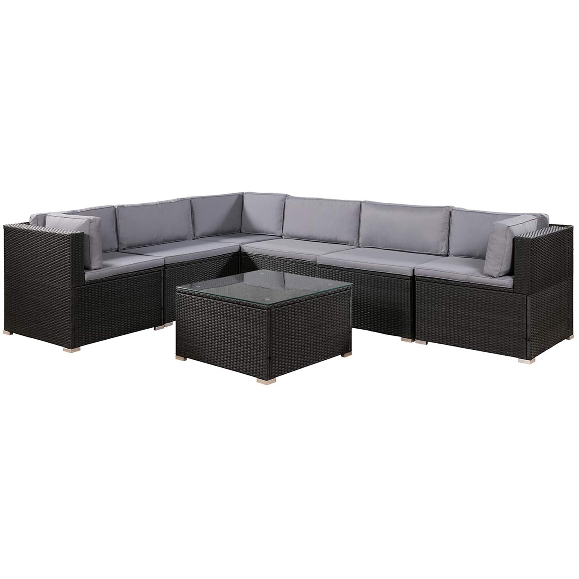 7 Pieces Outdoor Patio Furniture Set, PE Rattan Wicker Sofa Set