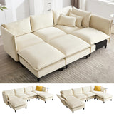 118" U-Shaped Modular Sectional Sofa, Convertible Sleeper Sofa with Ottoman