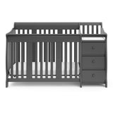 5-in-1 Convertible Crib and Changer (Gray) – Crib and Changing Table Combo with Drawer, Converts to Toddler Bed, Daybed and Full-Size Bed, Storage Drawer