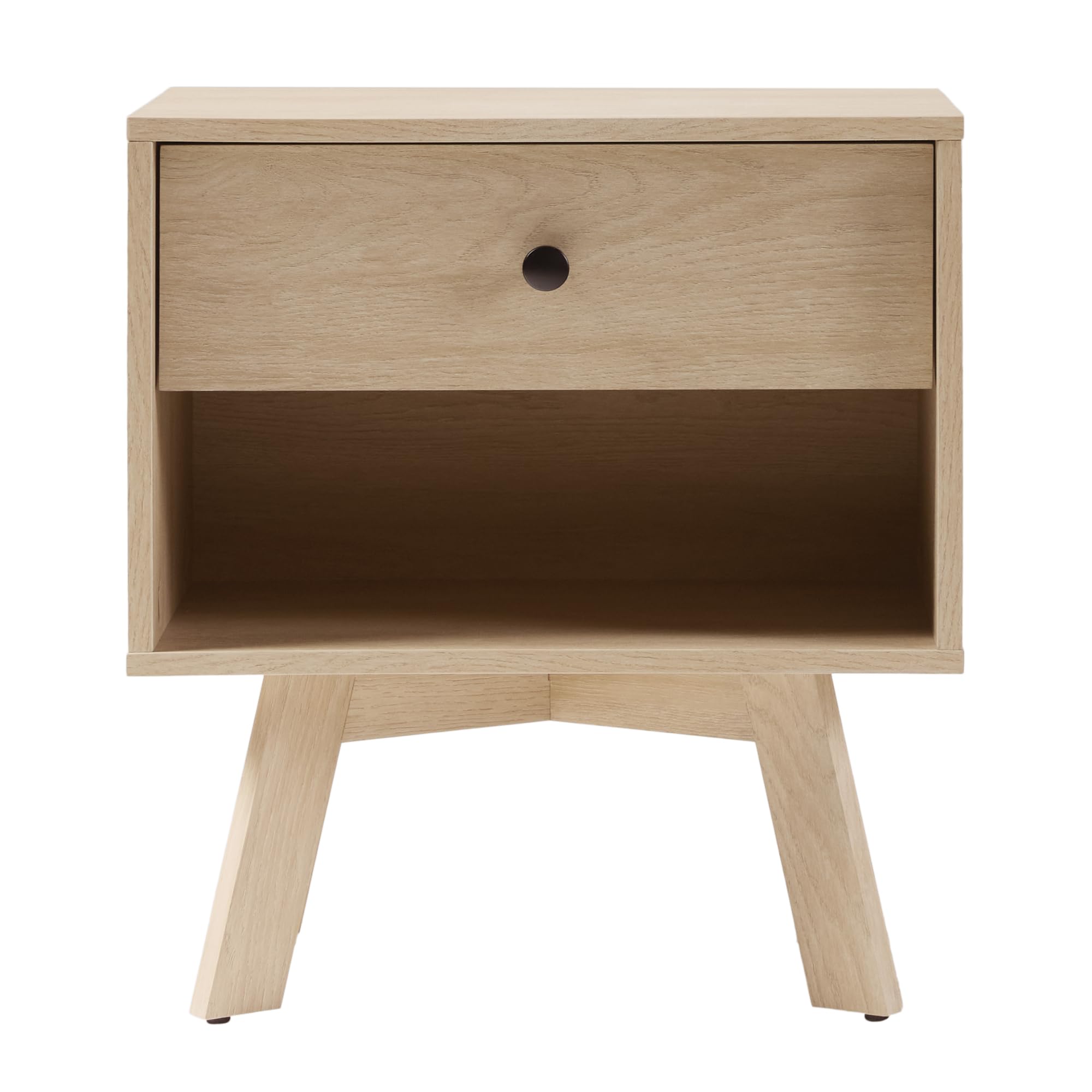 Mid Century Modern 1-Drawer Nightstand Bedroom Storage Drawer and Shelf Bedside End