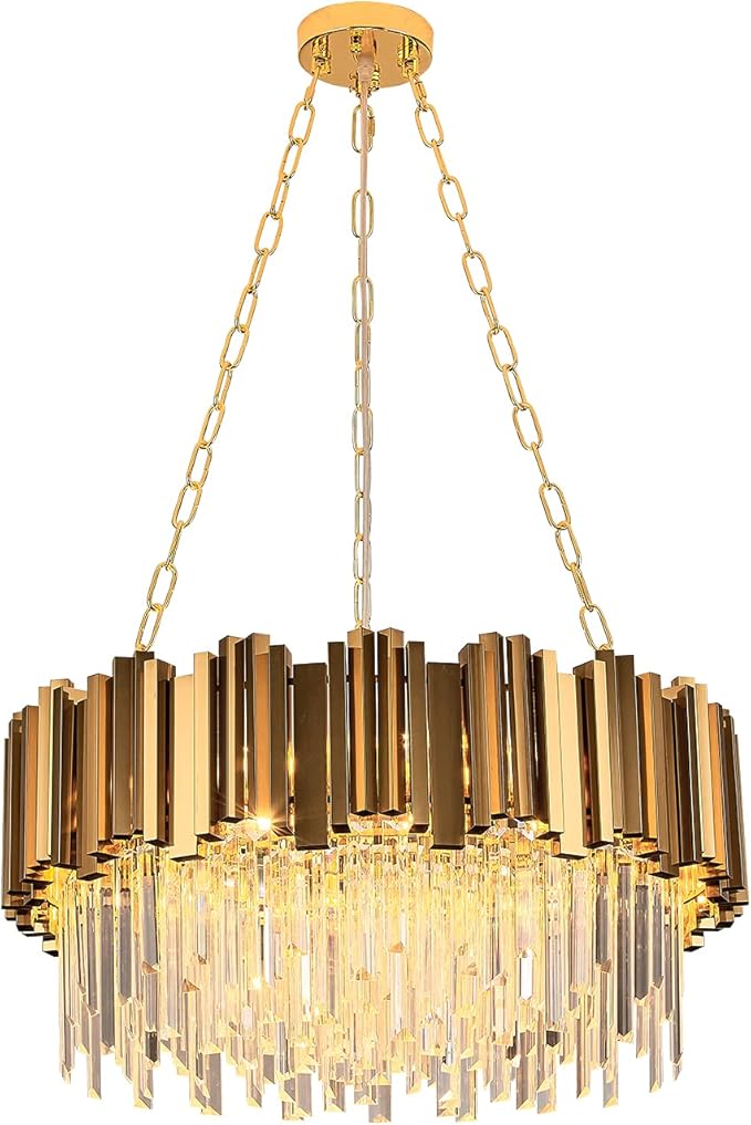 Modern Crystal Chandelier Round Crystal Pendant Light, Gold Crystal Pendant Light