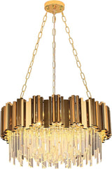 Modern Crystal Chandelier Round Crystal Pendant Light, Gold Crystal Pendant Light