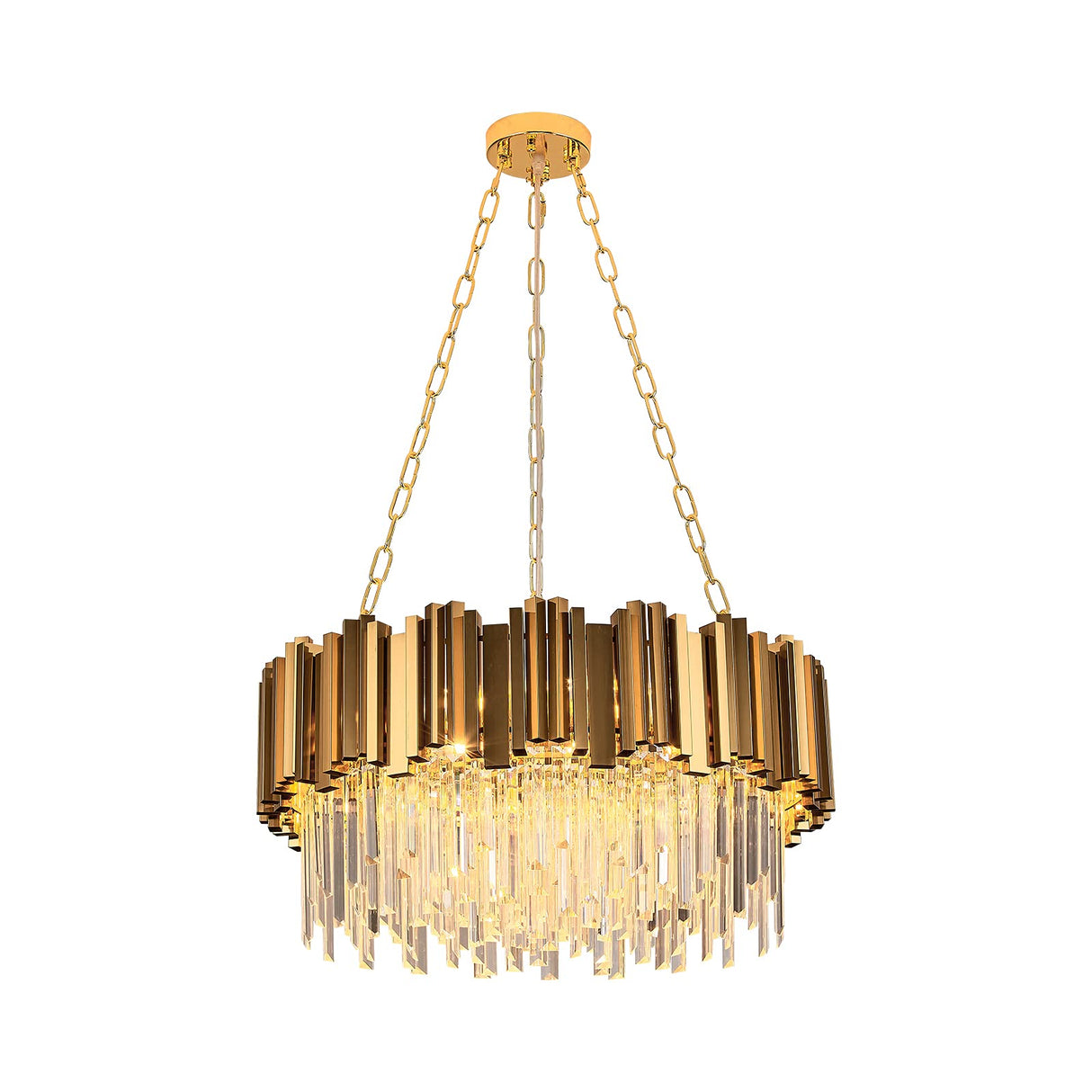 Modern K9 Crystal Pendant Lighting,Round Gold Crystal Chandelier Contemporary Luxury