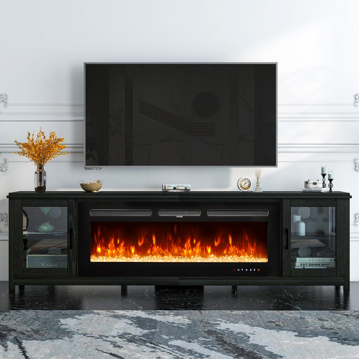 TV Stand with 50" Fireplace,80" Modern Fireplace Entertainment Center