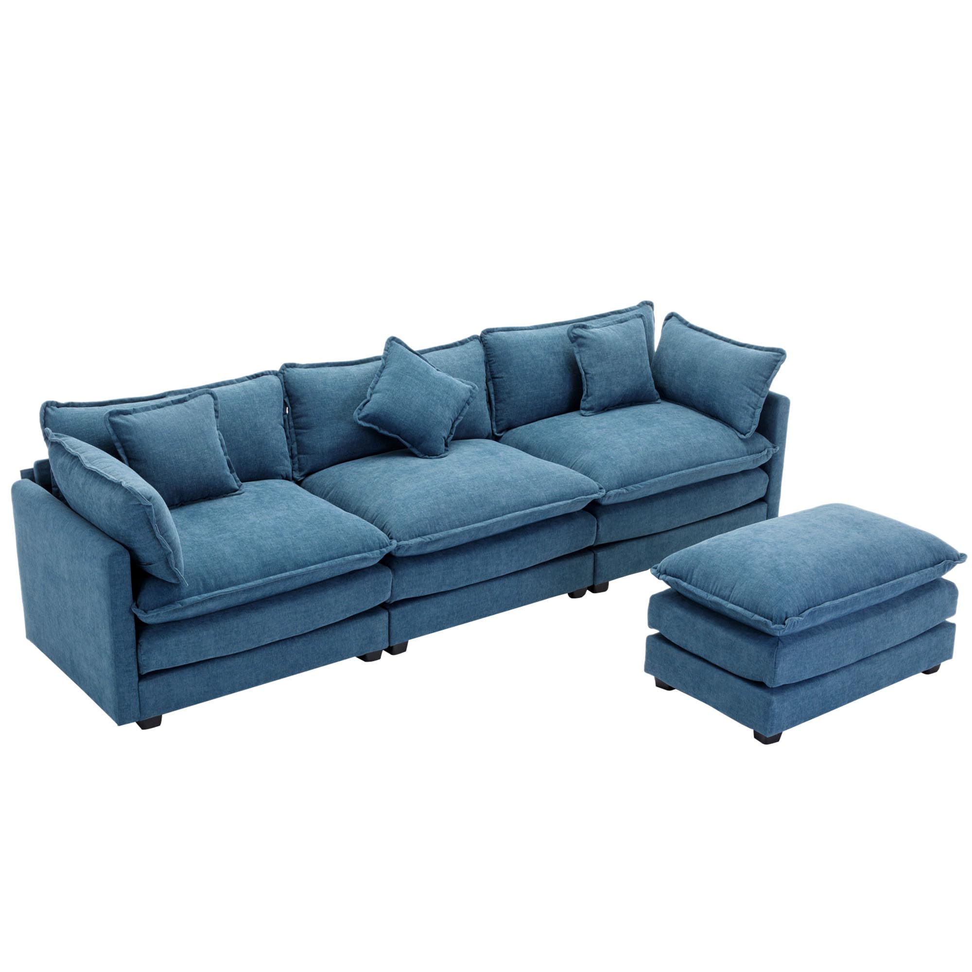 Convertible Modular Sectional Sofa with Movable Ottoman Set