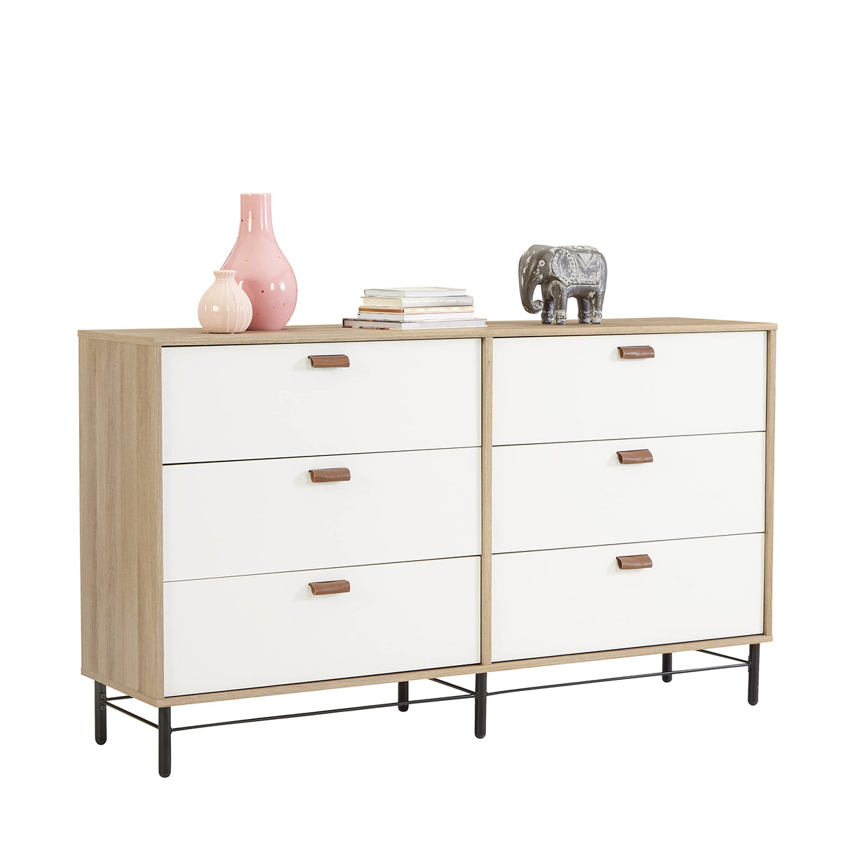 Anda Norr 6 Drawer Dresser, L: 60.04" x W: 15.75" x H: 35.04", Sky Oak Finish