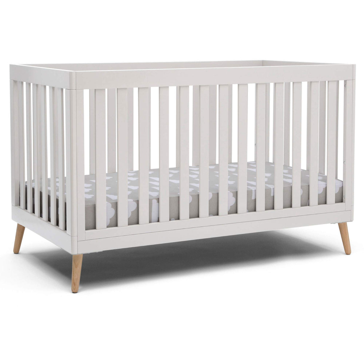 Essex 4-in-1 Convertible Baby Crib, Ebony with Natural Legs Twinkle Galaxy Dual