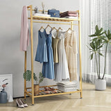 Gold Clothing Rack on Wheels Modern Display Rack with 2-tier Shelf Metal Hanging Rack Gold Clothes Rack