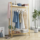 Gold Clothing Rack Modern Clothes Rack with 2- tier Shelf Clothes Display Racks