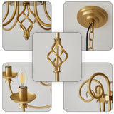 Modern Gold Chandelier for Dining Room 6 Lights Candle Chandelier Light Fixtures 26"