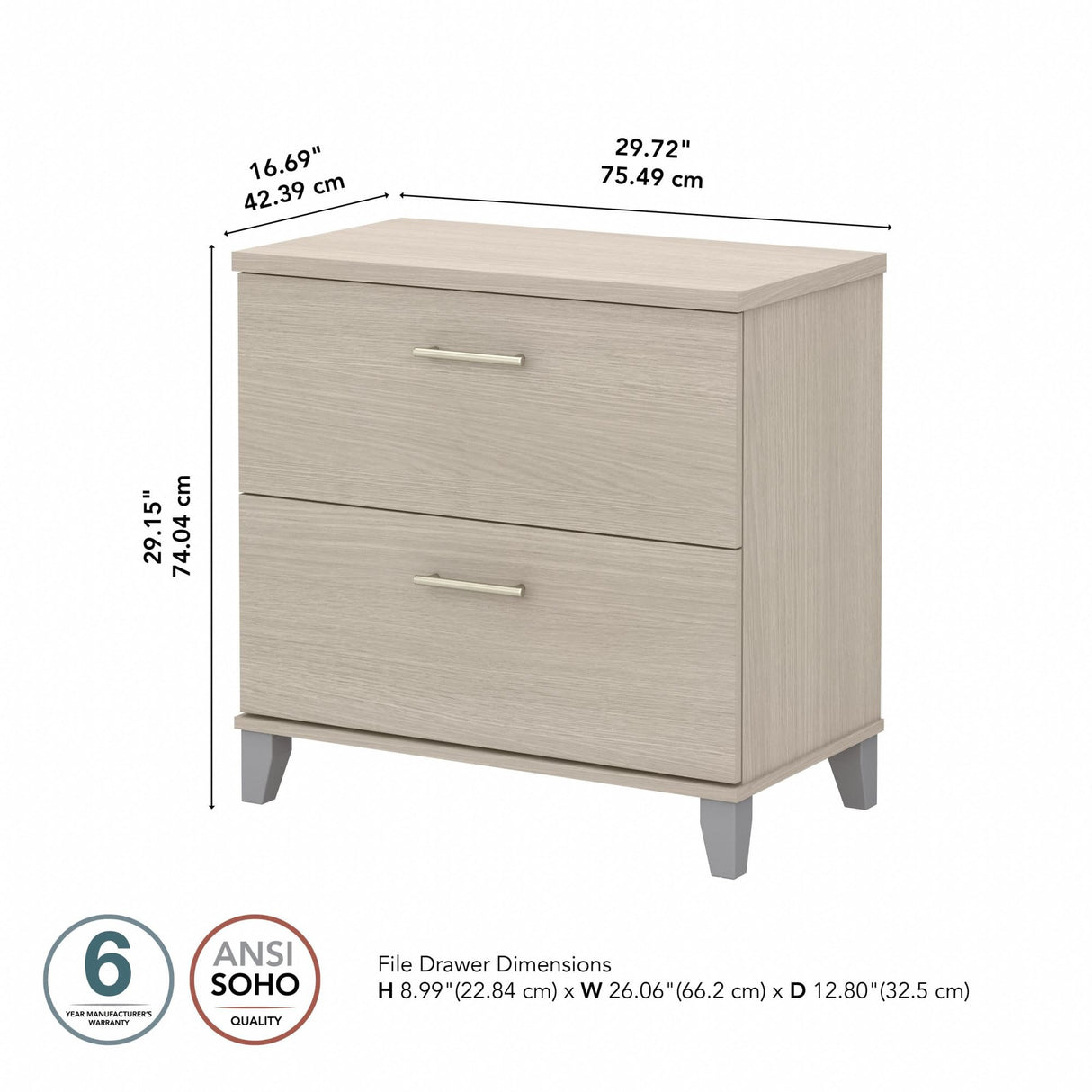 3-Drawer Wood File Cabinet with Locks, Mobile Lateral Filing Cabinet for Letter,\