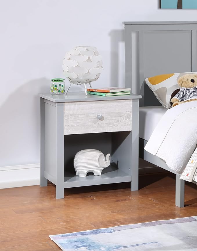 Olive & Opie Connelly Nightstand in Midnight Blue and Vintage Walnut