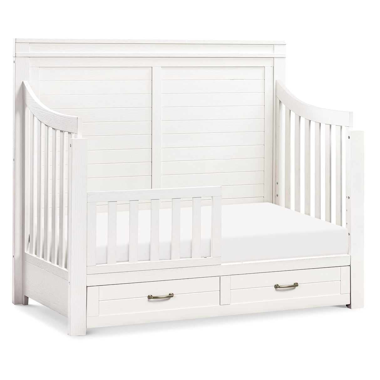 Wesley Farmhouse 4-in-1 Convertible Storage Crib in Heirloom White