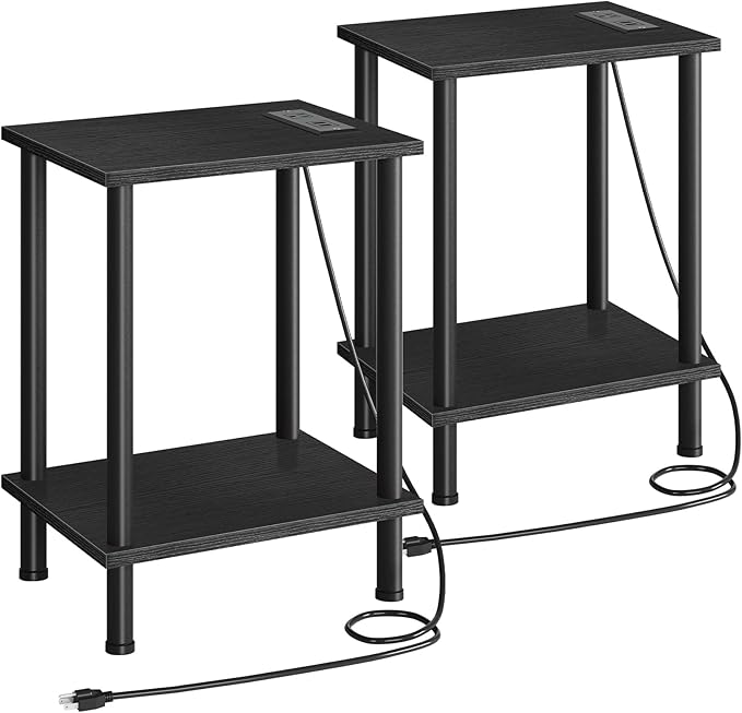Nightstand with 2-Layer Storage Shelves