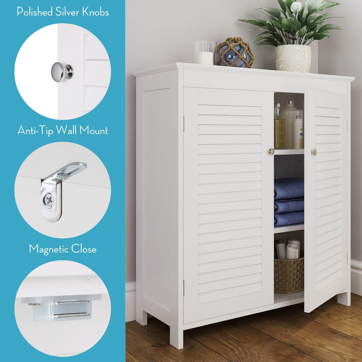 Ellsworth Two-Door Floor Cabinet, White