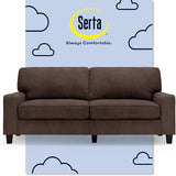 Serta Palisades 61" Track Arm Sofa, Easy Care Polyester, Soft Pillow Back, Pocket Coil Seat Cushions, Removable Covers, Loveseat or Couch for Small Spaces, Living Rooms or Bedrooms, Dark Brown