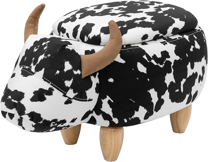 Cow Ottoman with Storage, Furniture for Living Room, Gameroom, Playroom, Bedroom