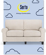 Copenhagen Rolled Arm, Easy Care Polyester, Soft Pillow Back, Pocket Coil Seat Cushions, Removable Covers, Loveseat or Couch for Small Spaces, Living Rooms or Bedrooms, 73" Sofa, Buttercream