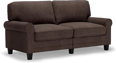 Copenhagen Rolled Arm, Easy Care Polyester, Soft Pillow Back, Pocket Coil Seat Cushions, Removable Covers, Loveseat or Couch for Small Spaces, Living Rooms or Bedrooms, 78" Sofa, Cream