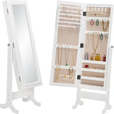 Jewelry Armoire Cabinet Standing Mirror Full Length with Jewelry Storage, LED Lights 5 Adjustable Angles Jewelry