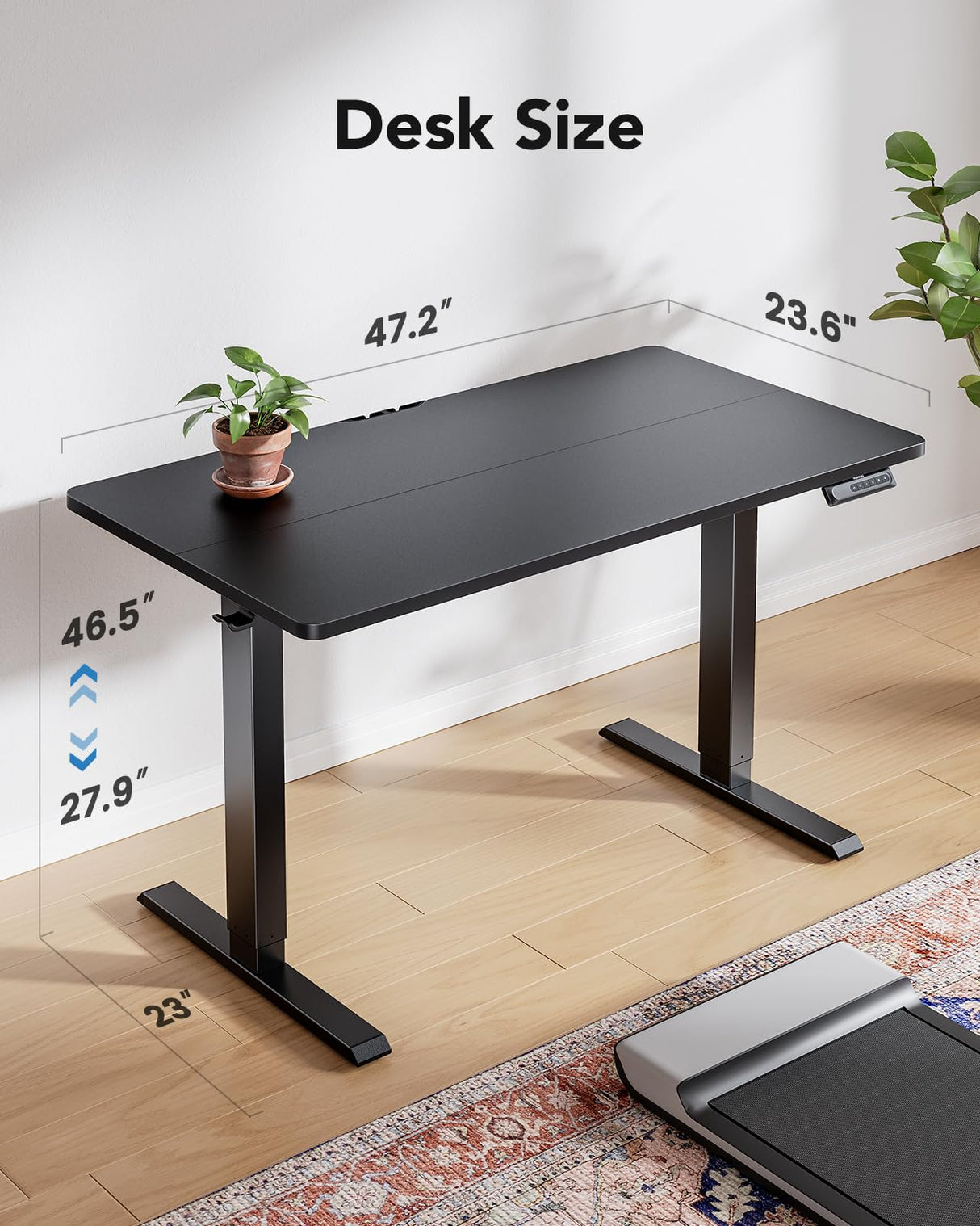 48" x 24" Electric Standing Desk Adjustable Height, 4 Memory Height Settings