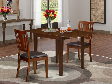 NDDU3-MAH-LC Norden 3 Piece Dinette Set for Small Spaces Contains a Rectangle Table