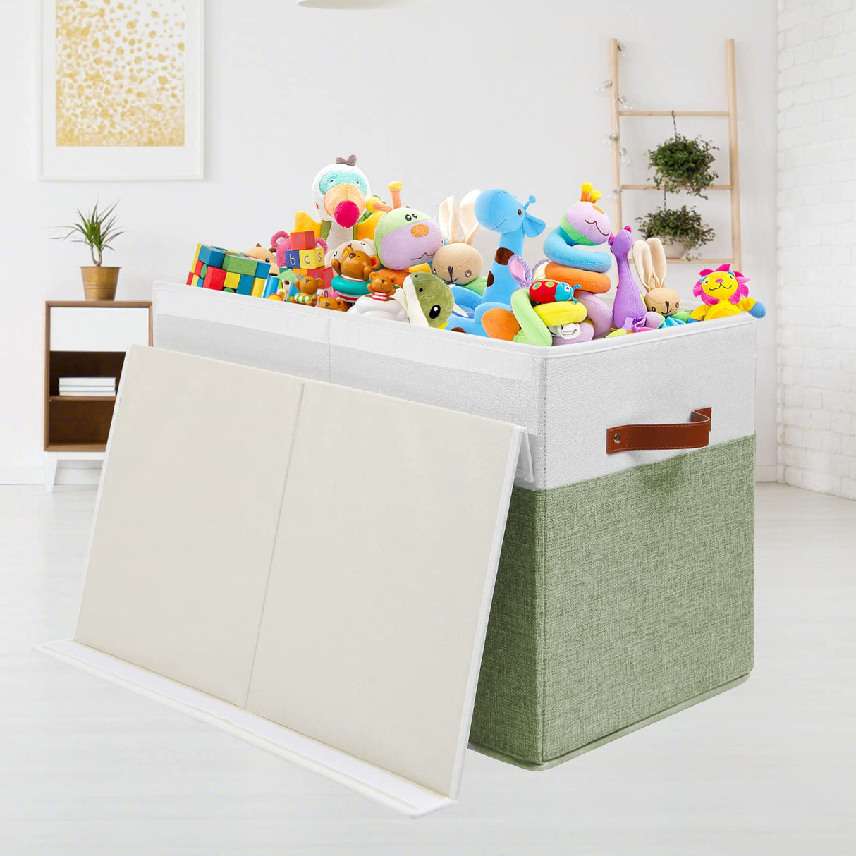 Large Toy Storage Box with Lid, Sturdy Toys Storage Chest Bin Organizer Basket