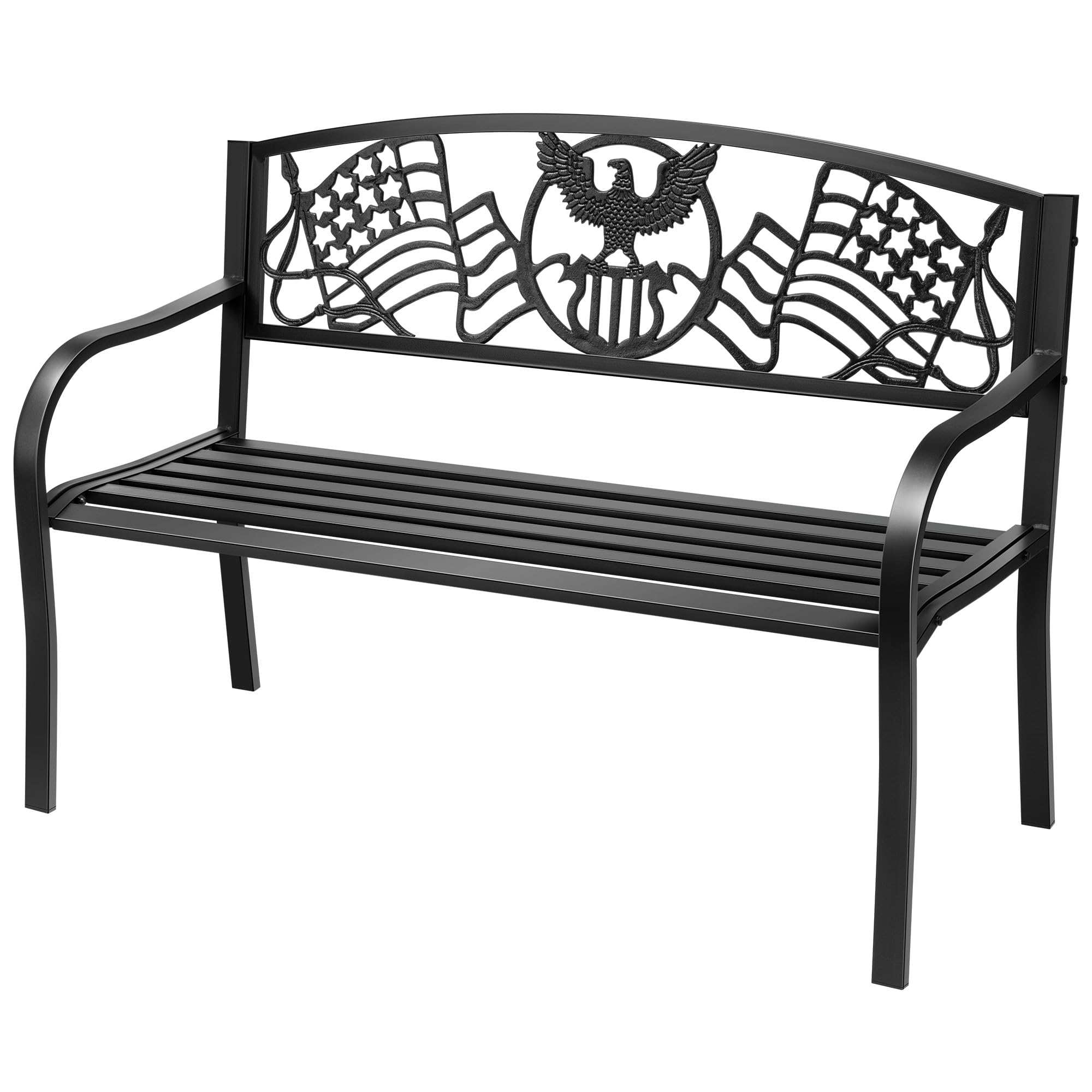 Outdoor Garden Bench Cast Iron Metal Frame Patio