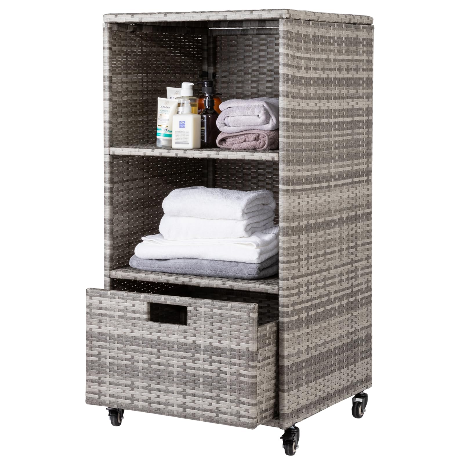 Outdoor Towel Cabinet, Pool Accessory Storage Organizer, Freestanding Waterproof