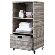 Outdoor Towel Cabinet, Pool Accessory Storage Organizer, Freestanding Waterproof