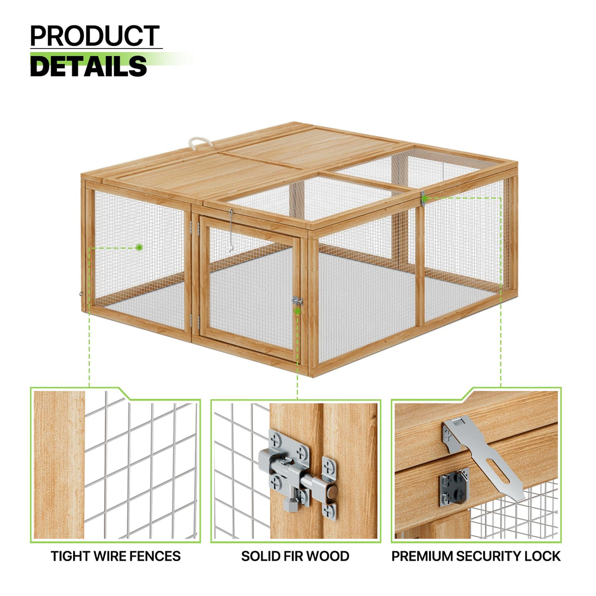 Folding Chicken Coop Rabbit Hutch, Portable Chicken House with Handle Wooden