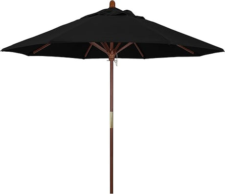 9' Rd. Wooden Market Umbrella, Push Open Pin Stop ,