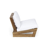 Outdoor Acacia Wood Loveseat with Cushions