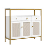 Buffet Cabinet with Storage, Kitchen Cabinet with Rattan Doors and Drawers,