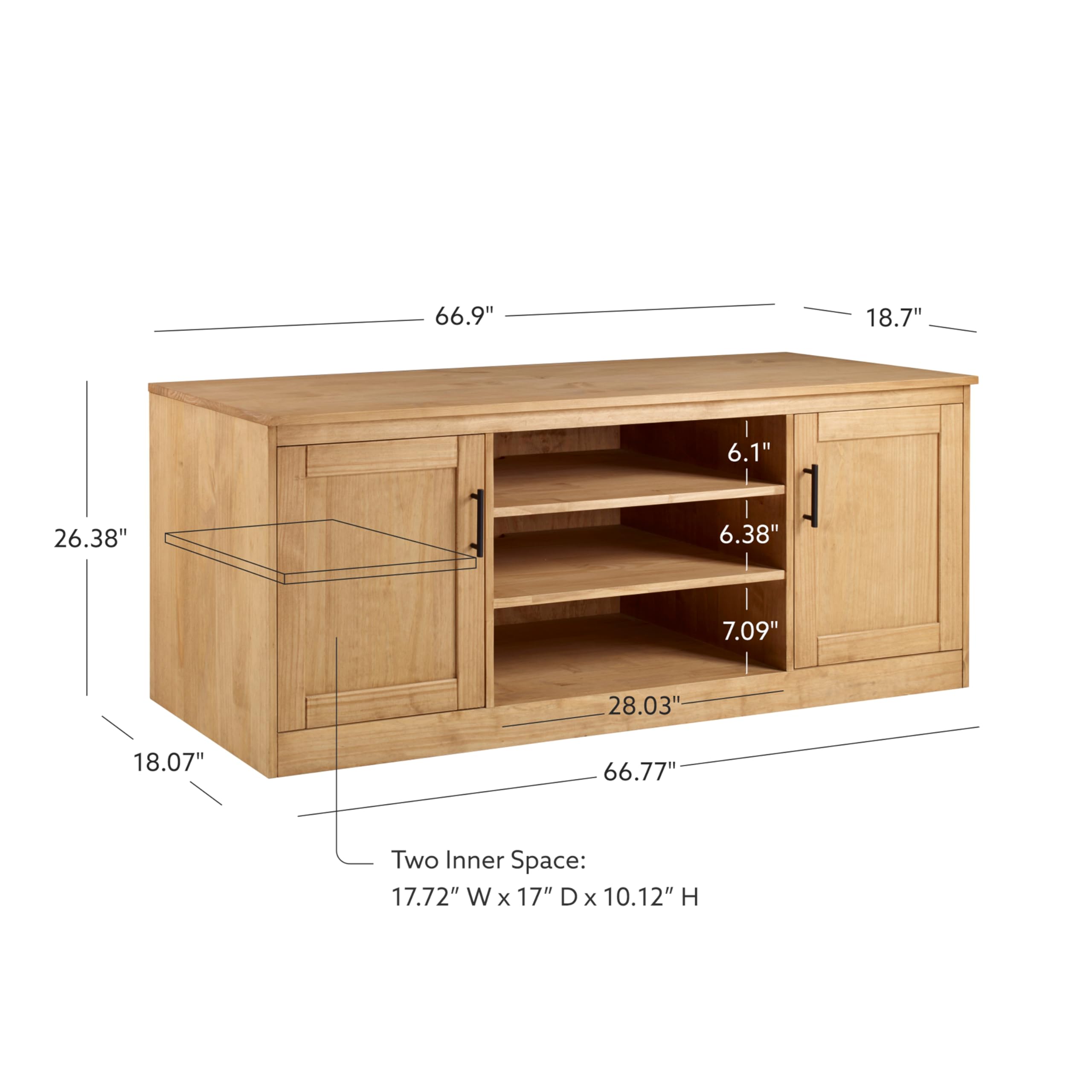 Natural Victor Solid Brazilian Pine Two Door TV Media Stand