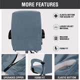 Velvet Plush Stretch Computer Office Chair Cover with Armrest,Solid Color Spandex Slipcover Protective,Removable Stretchable Universal Desk Chair Covers Rotating Chair (NOT Chair),Gray Blue,XL