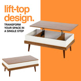 Lift Top Coffee Table with Storage, Brown Wood Coffee Table with Lifting Top